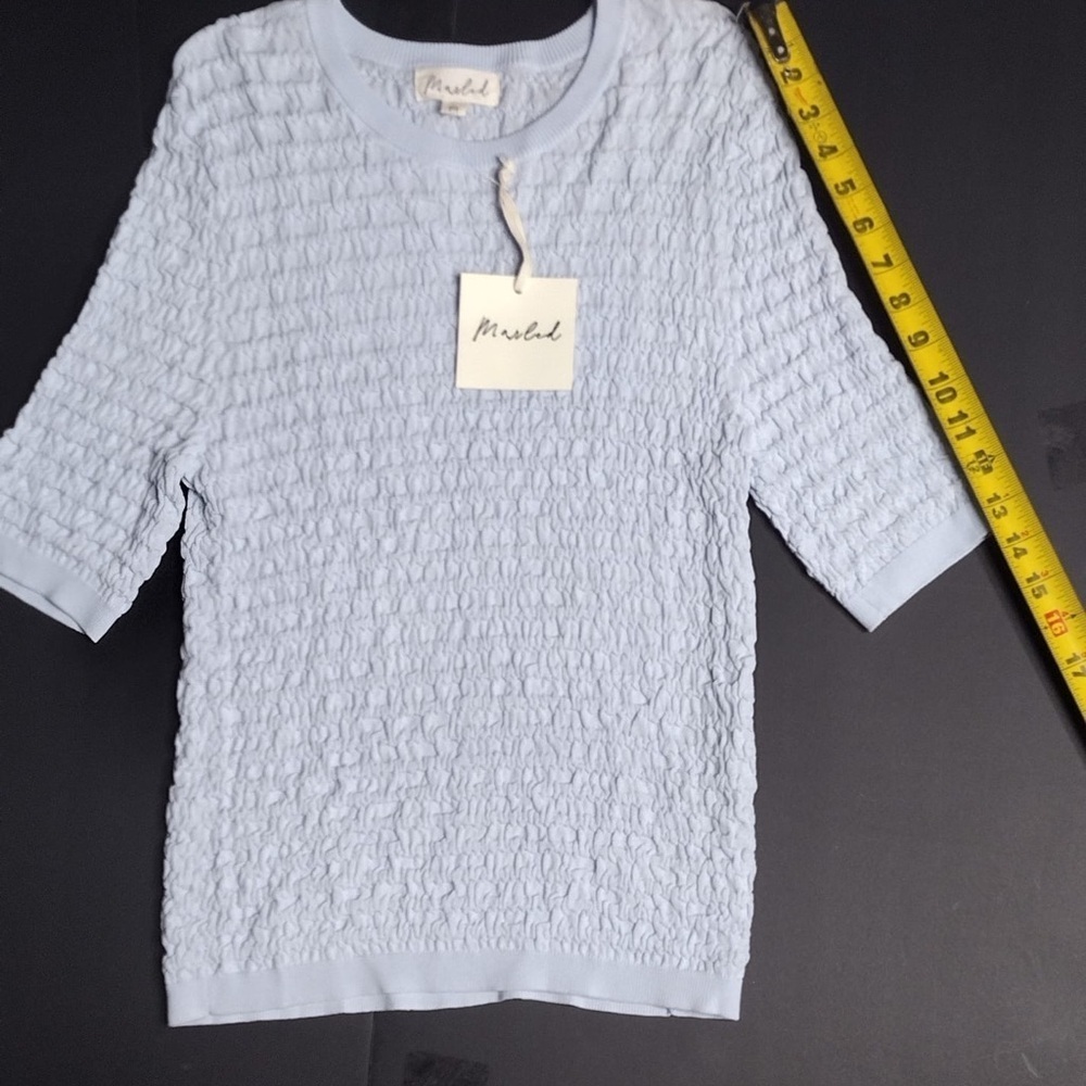 Marled Cloud Blue Knit Top size M brand new w tags - Picture 4 of 13